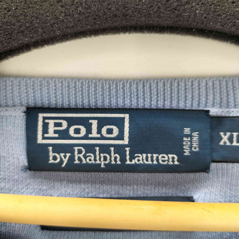 ポロバイラルフローレン Polo by RALPH LAUREN 90S ポニー刺繍 Pima Cotton ピマコットン ボーダー Vネック ニット セーター ビックサイズ メンズ import:XL
